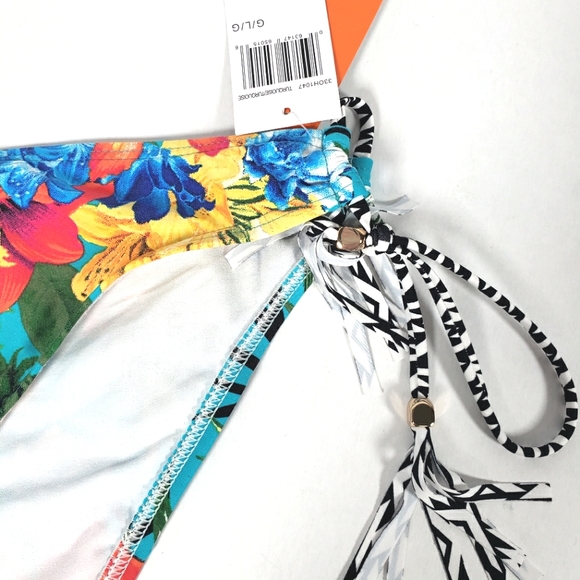 Captiva by Christina Bikini Bottoms Size Large Hawaiian Floral and Turquoise - Picture 3 of 4
